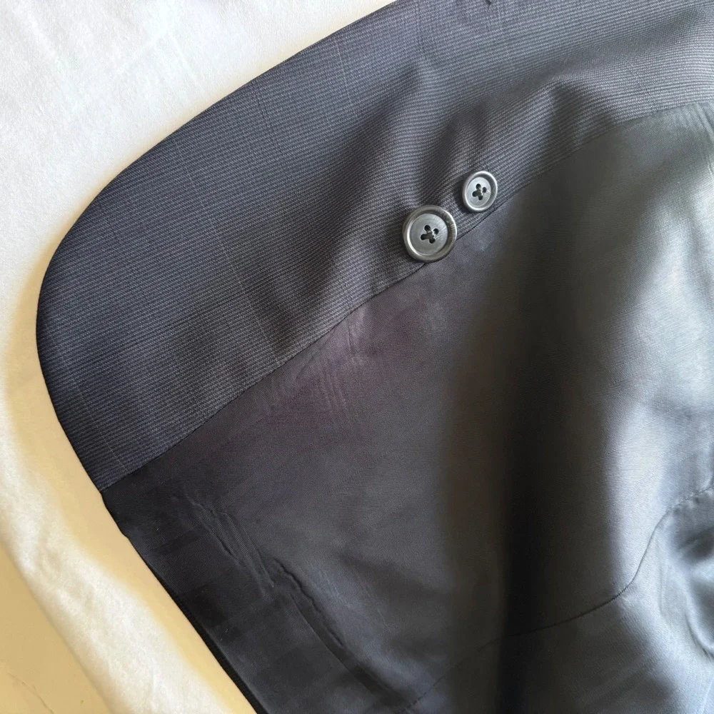 Burberrys Prestige Collection Blazer Charcoal Grey Windowpane Check Sport Coat